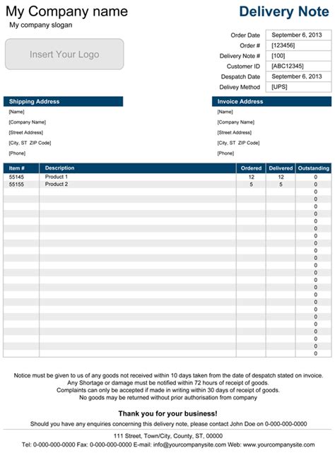 Delivery Note Template Guide And FREE Download In Excel