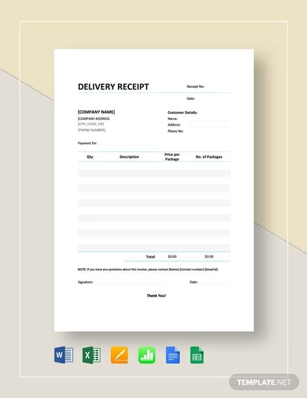 Delivery Receipt Template Google Docs Premium Receipt Forms