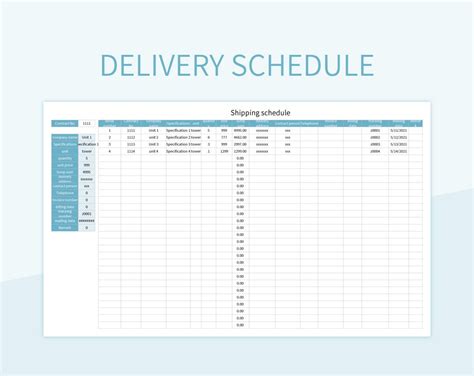 Delivery Schedule Template In Excel Format Excel Tmp