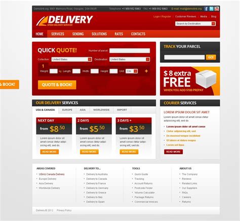 Delivery Services Website Template for Parcel Delivery Companies image Web design software