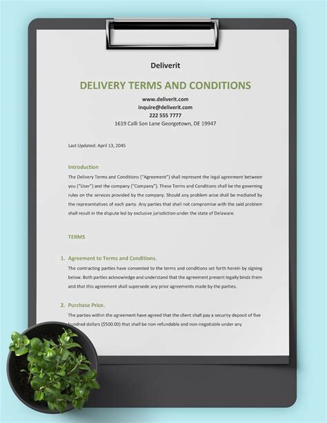 Delivery Terms And Conditions Template in Word, Google Docs Download