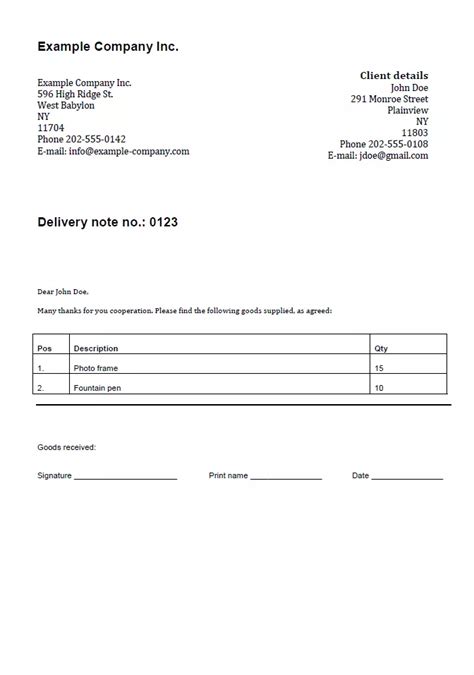 Delivery note templates basics and instructions IONOS