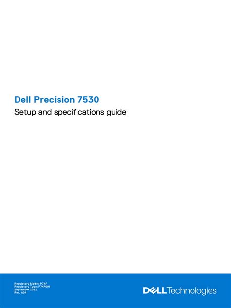 Dell precision 7530 datasheet.  The document provides a setup and specifications guide f...
