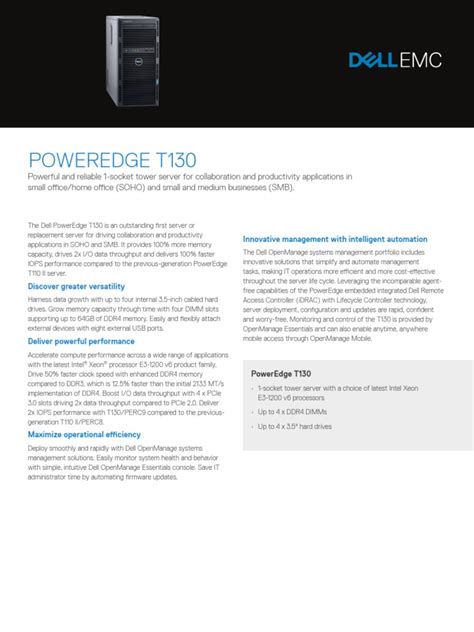 Dell t130 video card.  This sheet doesn&rsquo;t specifically call out platform-SKU assoc...