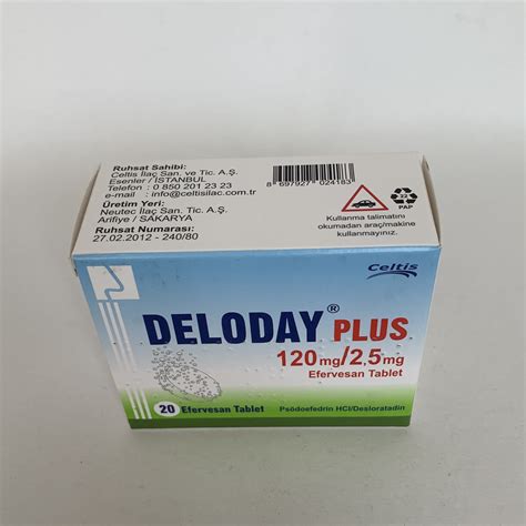 Deloday plus 120 2 5 mg efervesan 20 tablet