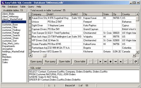 Delphi embedded database.  Numerous examples of usage Responsive technic...
