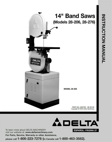 Delta 28 206 28 276 14 band saw instruction manual. - Medidor de ph corning 245 manual.