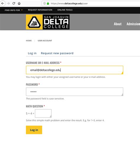 Sign In. Please enter your Delta College Username and Password. Username. Password. Keep me signed in for 7 days ( Learn More) Checking the box means this device will allow access to my Delta College account without logging in for 7 days. . 