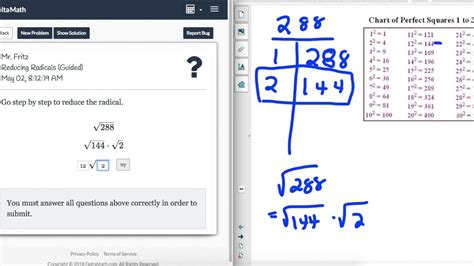 Delta math example simplifying square roots YouTube