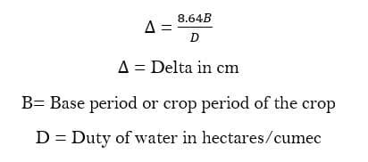 Delta of a crop and Duty of water and their relation - Blogger