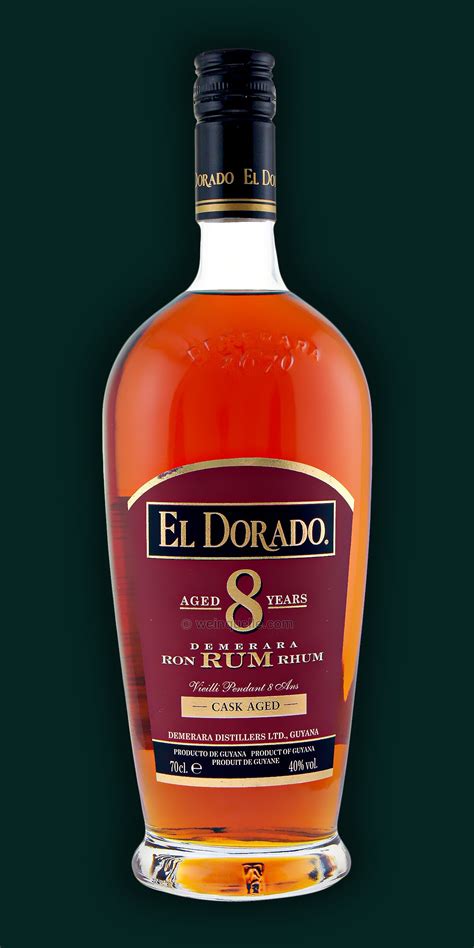 Demerara rum. EL DORADO21 YEAR OLDSPECIAL RESERVE. The velvety smooth finish of the El Dorado 21 Year Old is acquired from the French Savalle Still. This rum also features cognac-type notes which are accredited to the Versailles Single Wooden Pot Still. These blends contribute to a finish that is nutty and smoky. 
