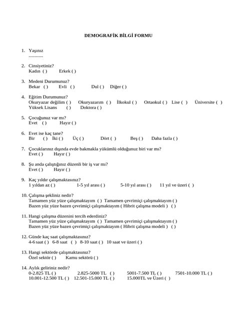 Demografik Bilgi Formu PDF Scribd. 