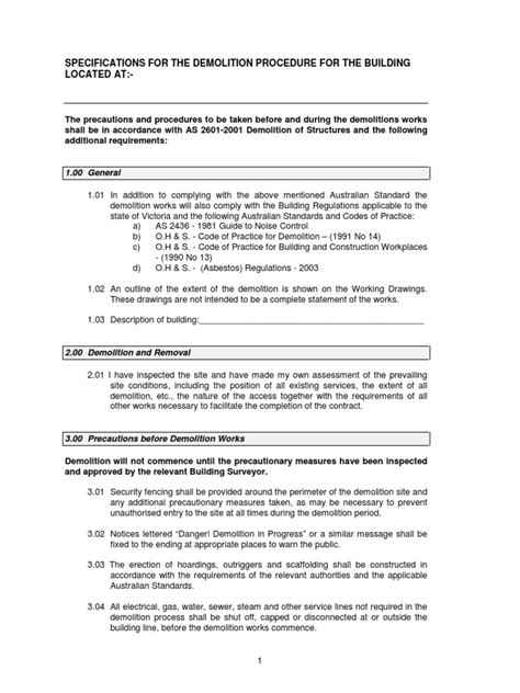 Demolition Building Work Procedure
