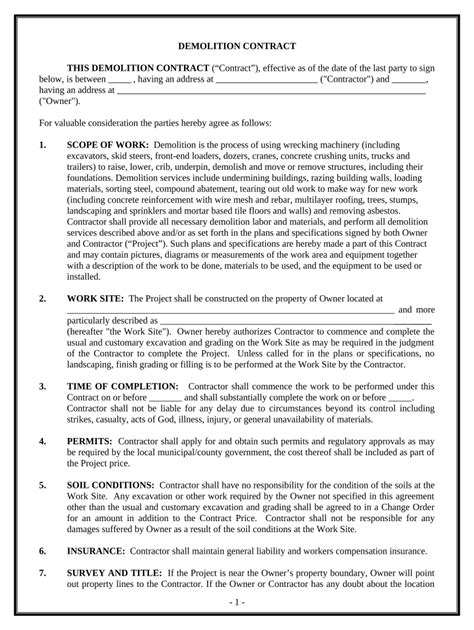 Demolition Contract for Contractor Alabama Form Fill Out and Sign
