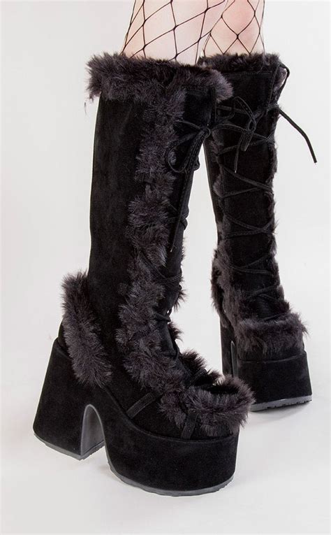 Demonia Camel-311 Furry Rave Goth Boots - FunkyPair