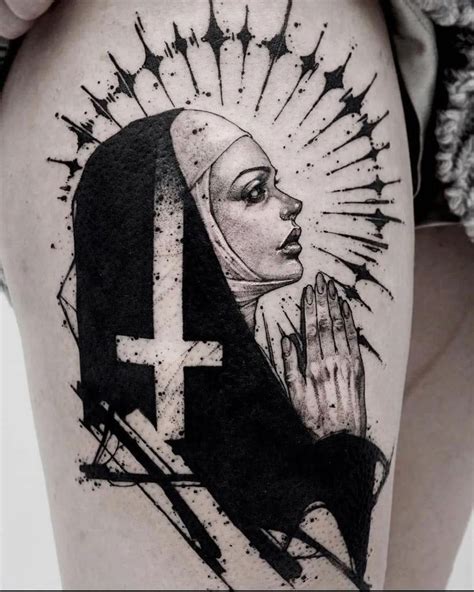 Demonic nun tattoo. Most of the people prefer to get these tattoos to remind themselves of overcoming the demons inside them. So following is the gallery of angel-demon tattoos for boys and girls. Make sure to ink it on the right body part. Fearful demon on back with great wings. Image via. Perfect angel and devil-winged tattoo. Image Via. Angel and demon fighting ... 