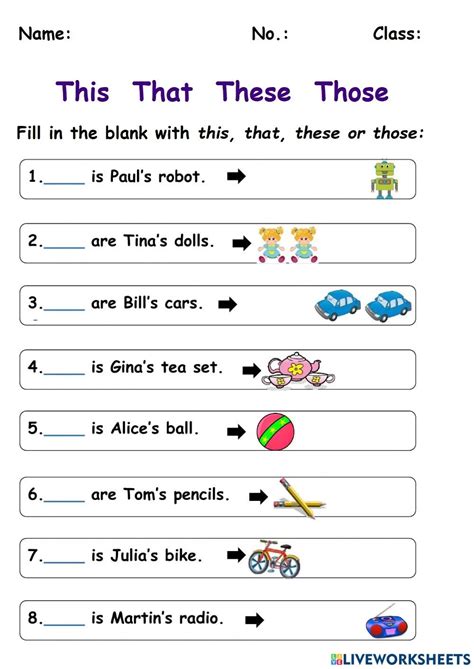 Demonstrative Pronouns Interactive Worksheet Edform Worksheets Library