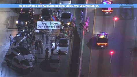 Demonstrators shut down 101 Freeway in downtown Los Angeles
