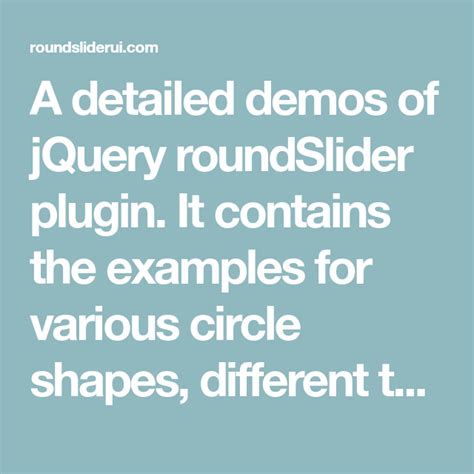 Demos - roundSlider (A free jQuery plugin)