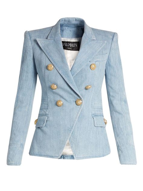 Denim Jacket Gold Buttons Balmain Style eBay