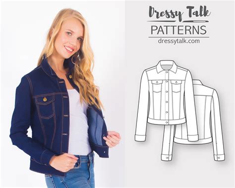 Denim Jacket Pattern Sewing Patterns Jean Jacket Pattern Etsy