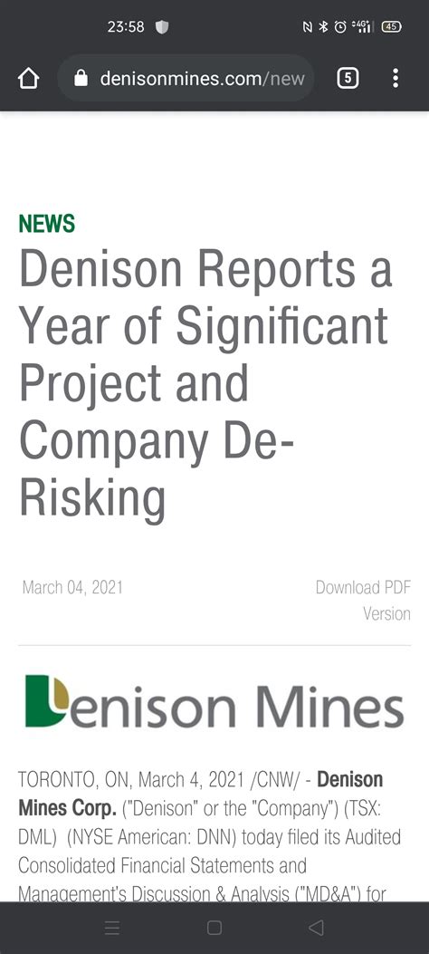 Denison Mine: Q1 Earnings Snapshot