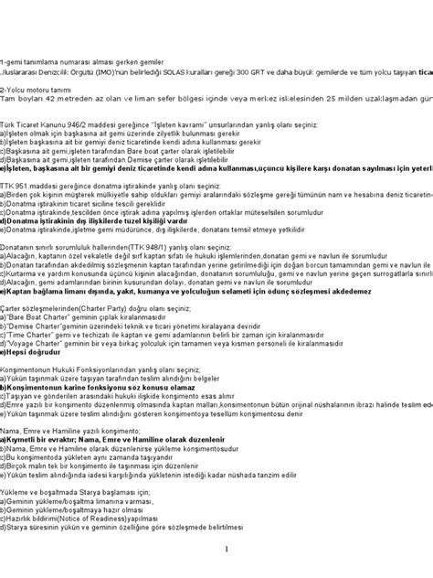 Deniz Hukuk Sorular.