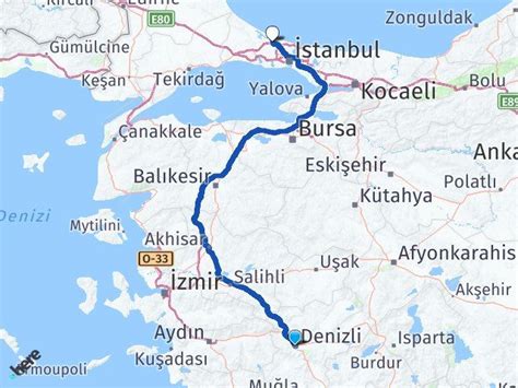 Denizli istanbul kaç km otobüsle