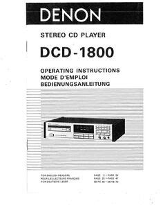 Denon dcd 1800 cd player owners manual. - Abecedaire de la bien traitance en multi accueil guide pratique.