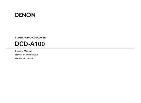 Denon dcd a100 super audio cd player service manual. - Power electronics circuits devices and applications solution manual.
