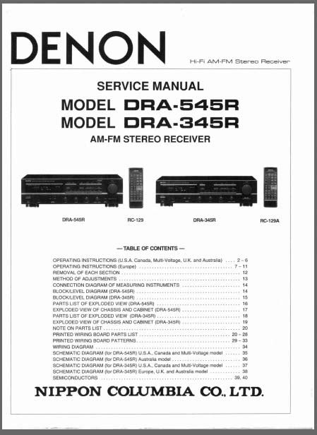 Denon dra 545r dra 345r service manual. - Manuale di soluzioni di calcolo swokowski per.