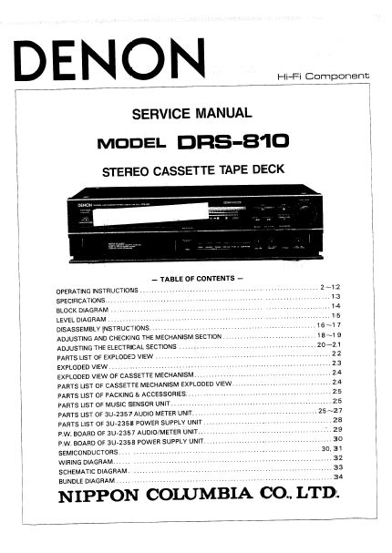 Denon drs 810 download del manuale di servizio. - Canon uc10e vc10 video camcorder service handbuch.