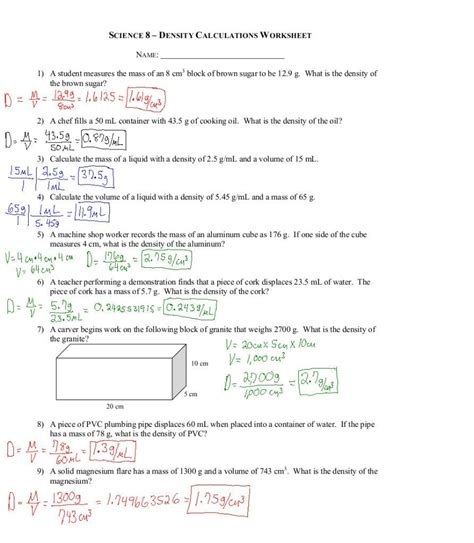 Density Practice Problems