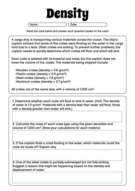 Density Worksheet