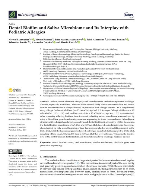 Dental Biofilm and Saliva Microbiome and Its Interplay with