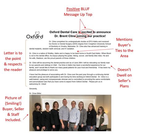 Dental practice transition letter sample.  Not only is this Practice g...