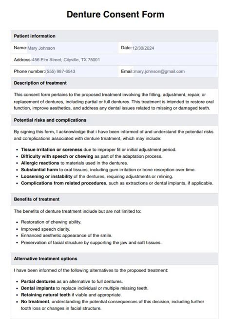 Denture Adjustment Consent Form Form Resume Examples JxDNvjpDN6