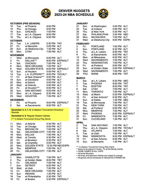 Denver Nuggets 2023-24 full game schedule released