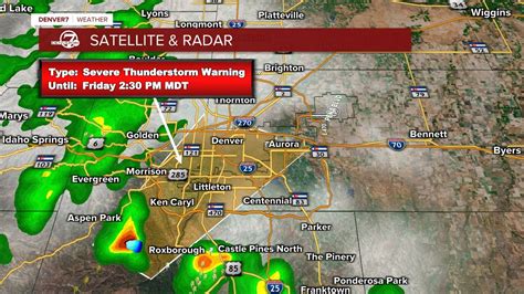 A severe thunderstorm warning was issued for Denver and Jefferson counties at 3:15 p.m. until 4:30 p.m. A tornado watch was issued for Adams, Arapahoe, Boulder, Broomfield, Denver, Douglas, Elbert .... 