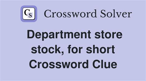 Department Store Stocks Crossword
