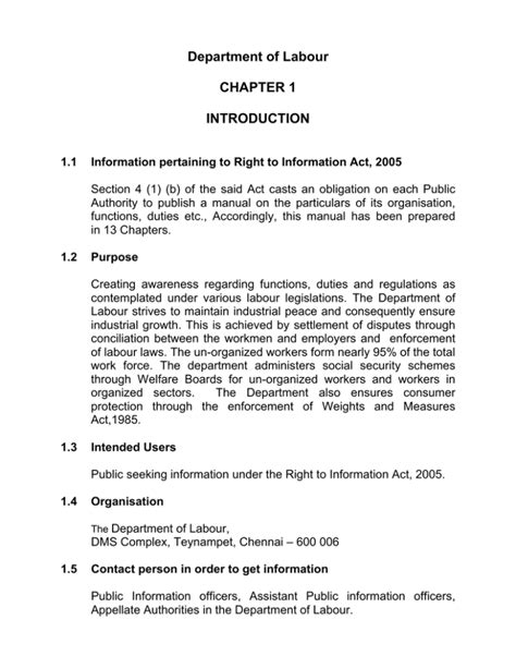 Department of Labour CHAPTER 1 INTRODUCTION - Government of Tamil …