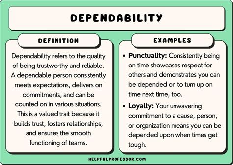 Dependable person meaning.  People know they can depend on this person.  A...
