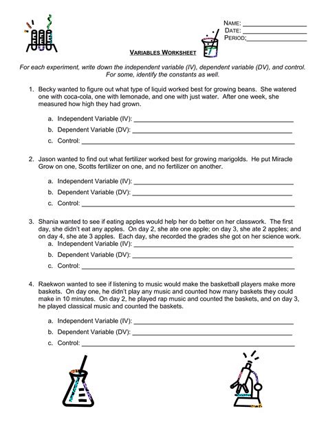 Dependent Variable Worksheet Identifying Independent And Dependent