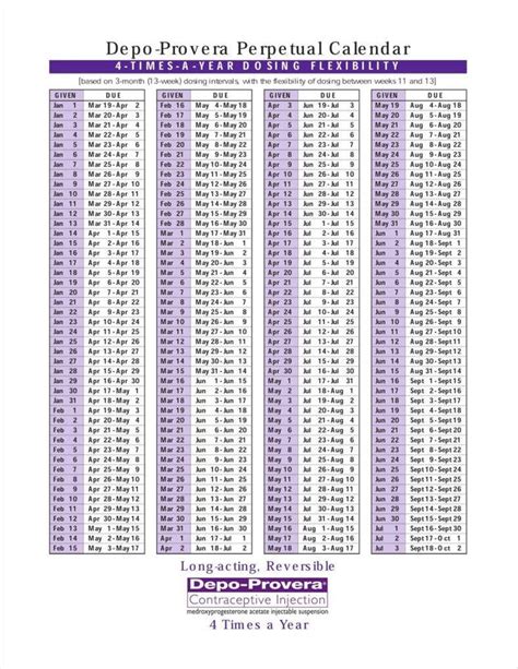 Depo Shot Schedule Chart Template Calendar Design