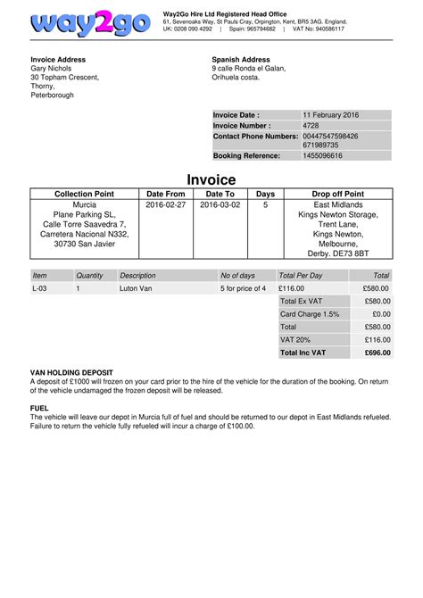 Deposit Invoice Template invoice example
