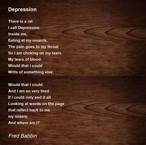 Depressing poems. William Carlos Williams' Paterson is a long poem consisting of five books, published between 1946 and 1958. While not explicitly about depression, Paterson explores themes of alienation, loss, and the struggle for meaning in a rapidly changing world. The poem takes its title from the city of Paterson, New Jersey, and serves as … 