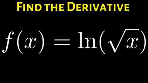 Derivative of ln sqrt x. cotx We use the chain rule, which states that, dy/dx=dy/(du)*(du)/dx Let u=sinx,:.(du)/dx=cosx. Then, y=lnu,dy/(du)=1/u. Combining, we get: dy/dx=1/u*cosx =cosx/u Substituting back u=sinx, we get: =cosx/sinx Notice how it equals to: =(sinx/cosx)^-1 But sinx/cosx=tanx, so we get: =(tanx)^-1 =1/tanx =cotx 