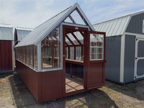 Derksen greenhouse price. Great storage space at a great price, sturdy portable building with 2 x 4 studs, 29 gauge metal siding and roof, 2 x 4 floor joists set into notched skids, 5/8 inch flooring. ... Derksen Portable Buildings 950 S Commonwealth Drive Mayfield, KY 42066 Phone 270-247-1097 | Fax 270-804-7550 . Products. Barns; Best Value; Cabins; Utility; Cottage Sheds; 