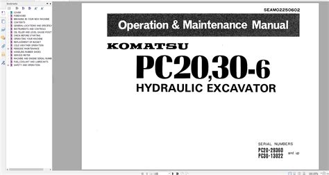 Descarga de manual de mantenimiento de operación de excavadora hidráulica komatsu pc20 30 6. - Obra narrativa de jose maria merino.