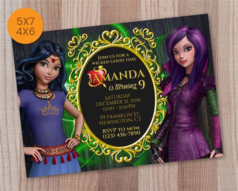 Descendants Invitation Descendants Birthday Invitation Etsy